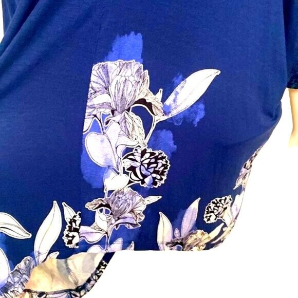 Apt 9 Intimates LG Blue Floral V Neck Tunic Top Lounge Glam Relaxed Boho Drape - Picture 7 of 11